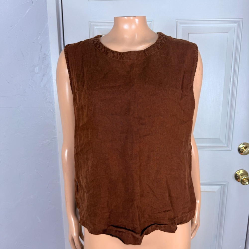 Quince Women's Shirt Medium Linen Tank Top Sleeveless Blouse Career Casual GG22